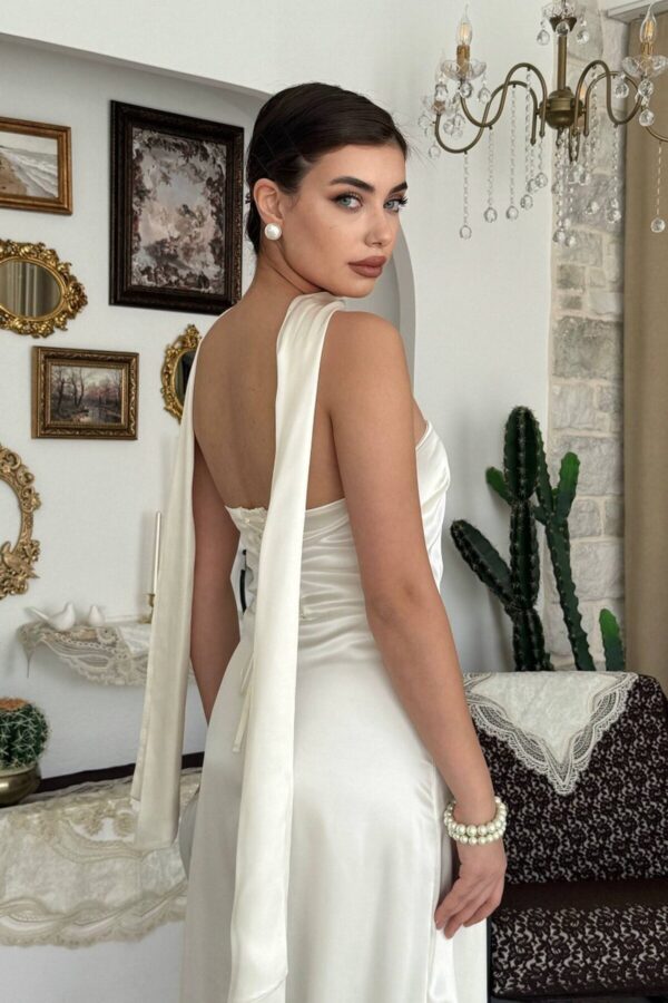 Ulsez Saten Strapless Shawl Dress