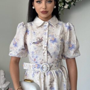 Gema Keten Midi Dress with Belt