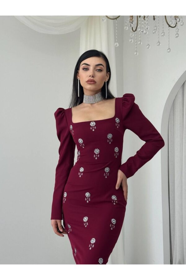 Pera Stone Detailed Atlas Dress