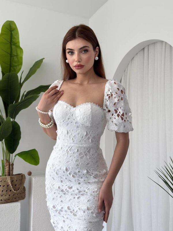 Zarina Lace Poplin Dress White