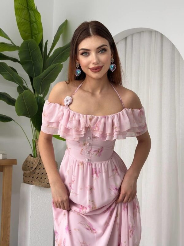 Elmi Flower Detailed Chiffon Dress