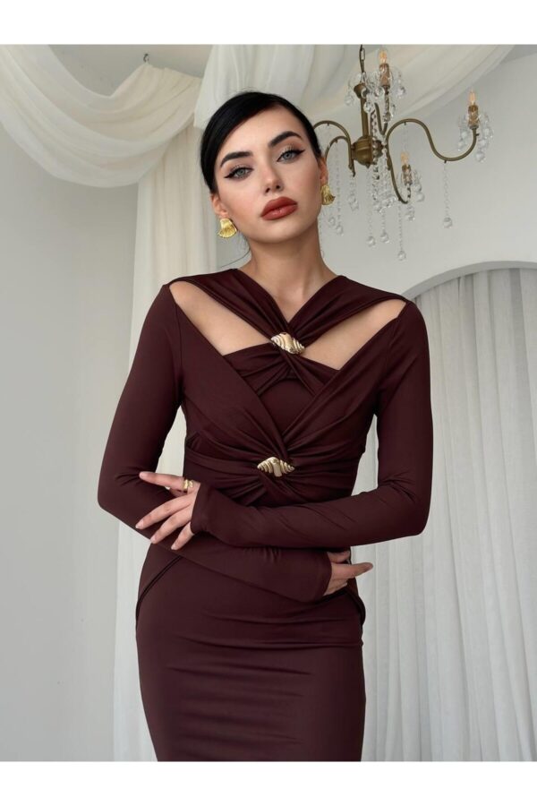 Dande Brooch Detailed Scuba Dress