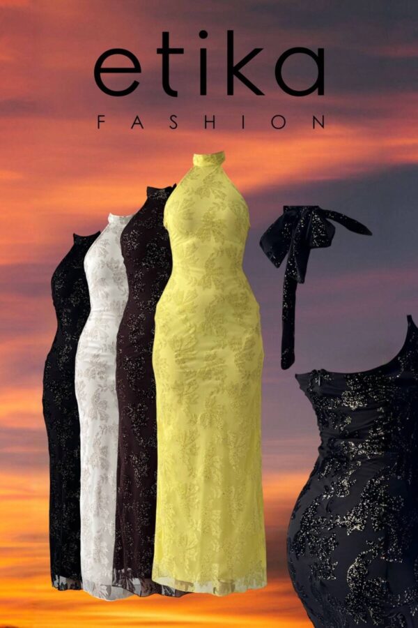 Gerne Tulle Neckline Dress