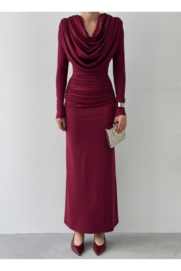 Crimson Scuba Drape Dress