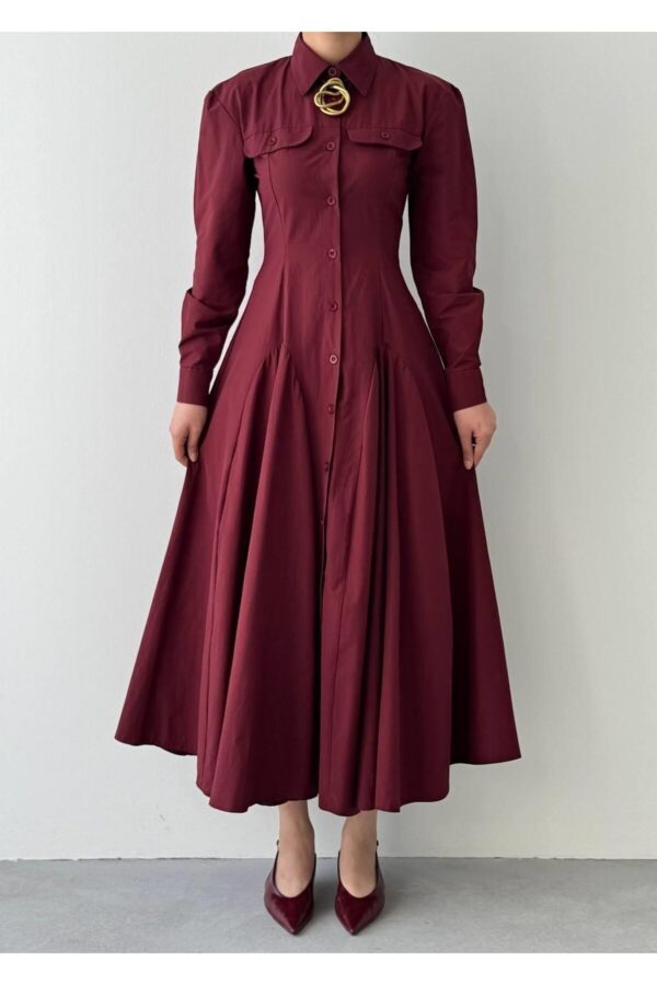 Feris Button Detailed Poplin Dress