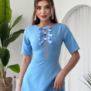 Wera Stoned Bow Detailed Dress