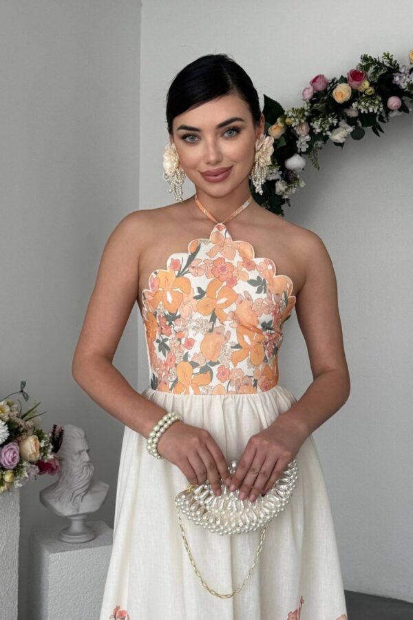 Sean Floral Necktie Linen Dress