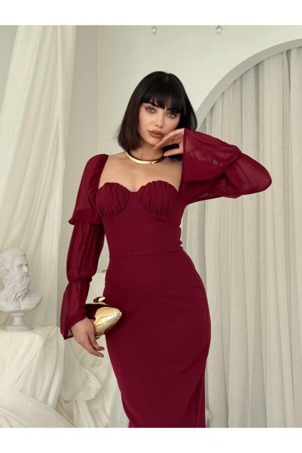 Kessy Atlas Chiffon Midi Dress